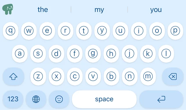 The Bubbles look: letters in circles on pale blue.