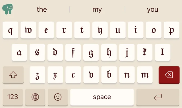 The Gothic look: blackletter on the keys.