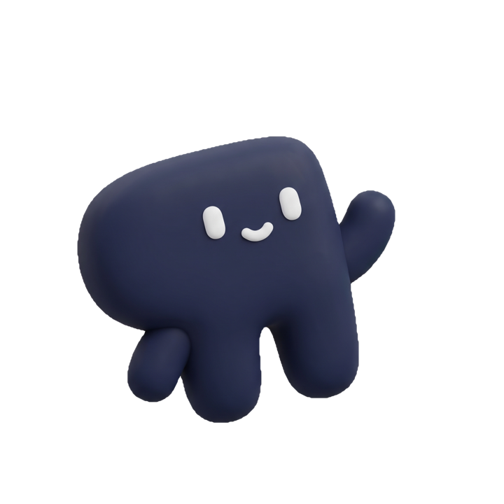 The Pilcrow mascot waving goodbye.